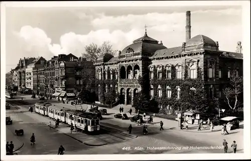 Ak Köln am Rhein, Hohenstaufenring mit Hohenstaufenbad, Tram