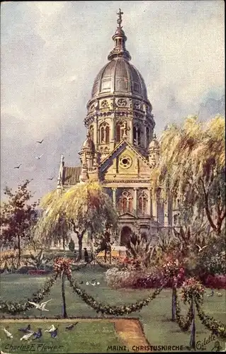 Künstler Ak Charles F. Flower, Mainz, Blick auf die Christuskirche, Tuck 187 B