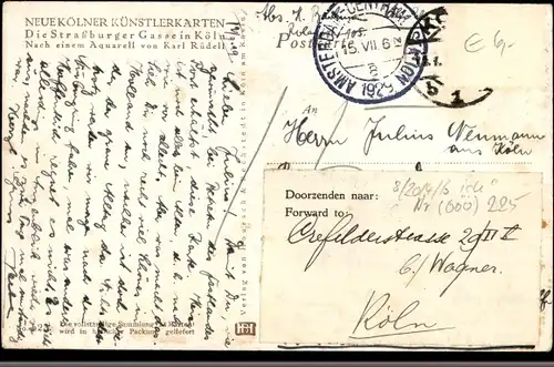 Künstler Ak Karl Rüdell, Köln, Strassburger Gasse