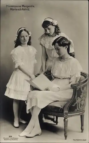 Ak Prinzessin Margaretha, Märtha und Astrid von Schweden