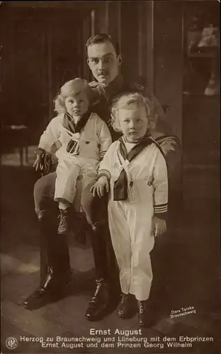 Ak Herzog Ernst August zu Braunschweig und Lüneburg, Erbprinz Ernst August, Prinz Georg Wilhelm