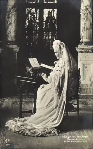 Ak Schriftstellerin Carmen Sylva, Elisabeth zu Wied, Königin von Rumänien, Portrait