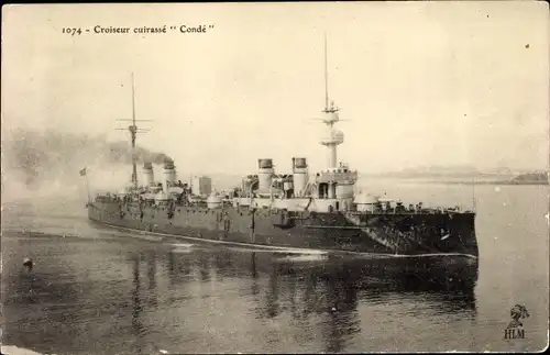 Ak Französisches Kriegsschiff, Croiseur cuirasse Conde
