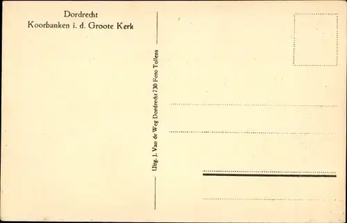 Ak Dordrecht Südholland Niederlande, Koorbanken i. d. Groote Kerk