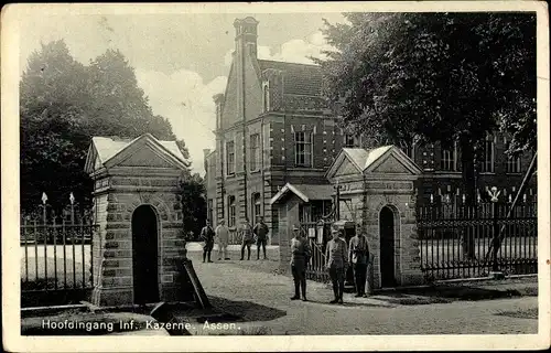 Ak Assen Drenthe Niederlande, Hoofeingang Inf. Kazerne