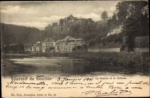 Ak Bouillon Wallonien Luxemburg, La Semois et le Chateau, Ortsansicht mit Fluss und Burg