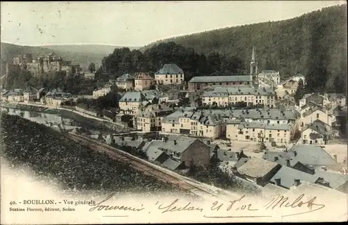 Ak Bouillon Wallonien Luxemburg, Vue generale, Burg, Kirche