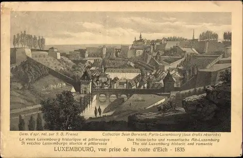 Ak Luxemburg Luxembourg, vue prise de la route d'Eich 1835