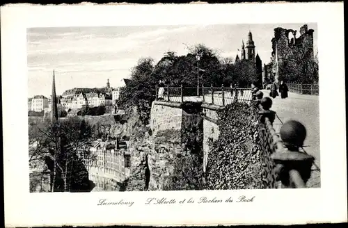 Ak Luxemburg, l'Alzette et les Rochers du Bock