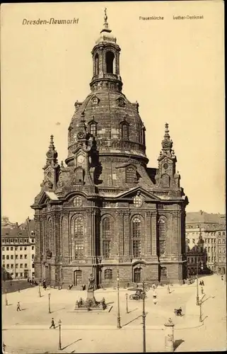 Ak Dresden, Neumarkt, Frauenkirche, Lutherdenkmal