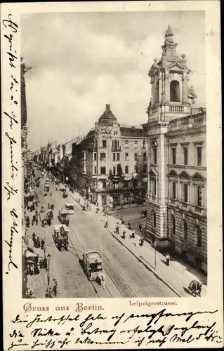 Ak Berlin Mitte, Leipziger Straße, Straßenbahn, Kutsche