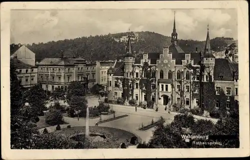 Ak Wałbrzych Waldenburg Schlesien, Rathausplatz