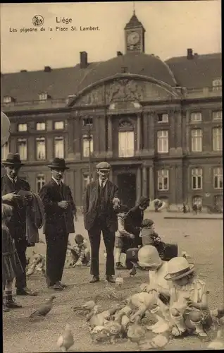 Ak Liège Lüttich Wallonien, Les pigeons de la Place St. Lambert