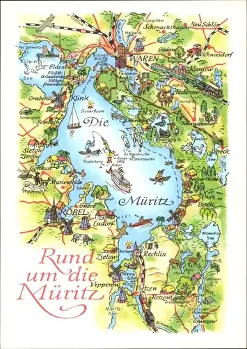 Landkarten Ak Waren an der Müritz, Rund um die Müritz, Röbel, Klink