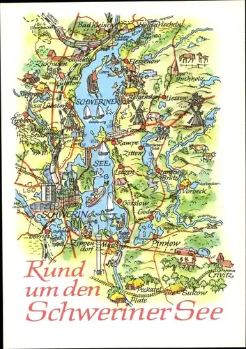 Landkarten Ak Schwerin in Mecklenburg, Schweriner See, Buchholz
