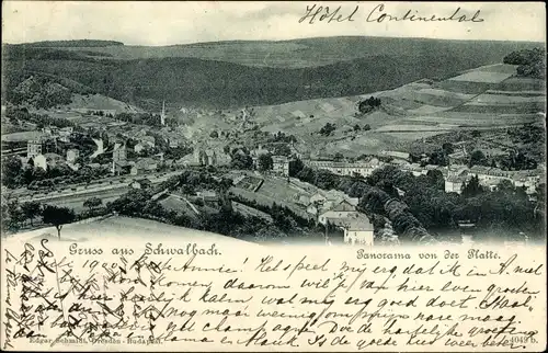 Ak Bad Schwalbach im Taunus Panorama von der Platte