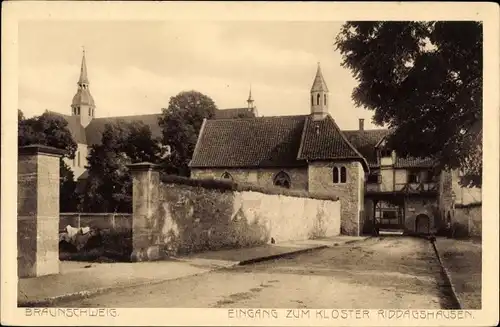 Ak Braunschweig in Niedersachsen, Eingang zum Kloster Riddagshausen, Türme