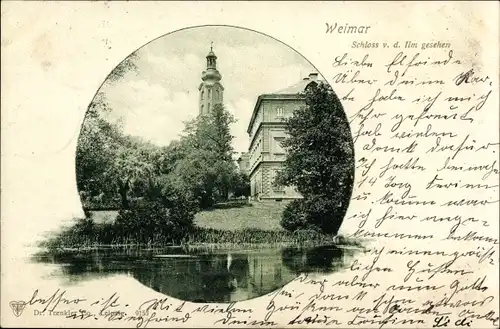 Ak Weimar in Thüringen,  Schloss von der Ilm gesehen