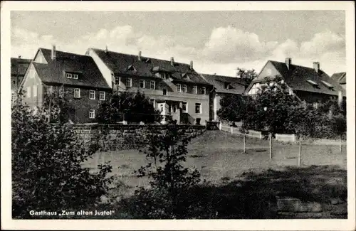 Ak Mengersgereuth Hämmern in Thüringen, Gasthaus Zum alten Justel, Außenansicht