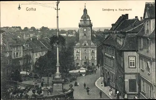 Ak Gotha in Thüringen, Schloßberg und Hauptmarkt
