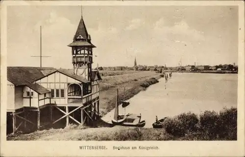 Ak Wittenberge an der Elbe Prignitz, Bootshaus am Königsteich