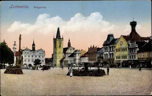 Ak Litoměřice Leitmeritz Region Aussig, Ringplatz