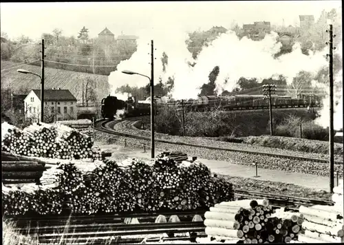 Ak Deutsche Eisenbahn, Dampflokomotive Baureihe 58.80, Nahgüterzug bei Gera Röppisch