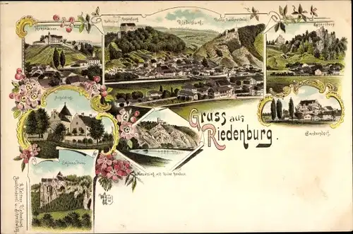 Litho Riedenburg in Niederbayern, Rosenburg, Sandersdorf, Eggersberg, Aicholding