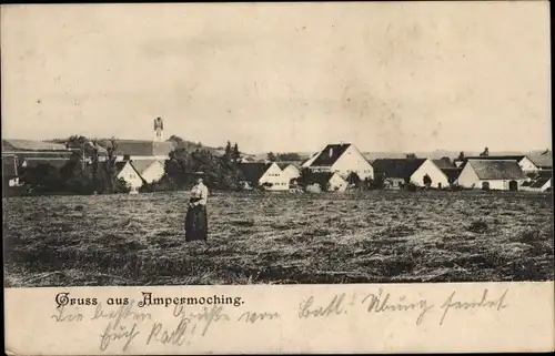 Ak Ampermoching Hebertshausen in Oberbayern, Teilansicht