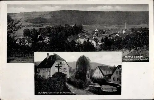Ak Bad Bocklet in Unterfranken, Panorama, Kriegerdenkmal, Pfarrhaus
