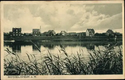 Ak Rüsselsheim am Main Hessen, Wohnsiedlung, Wasserpartie