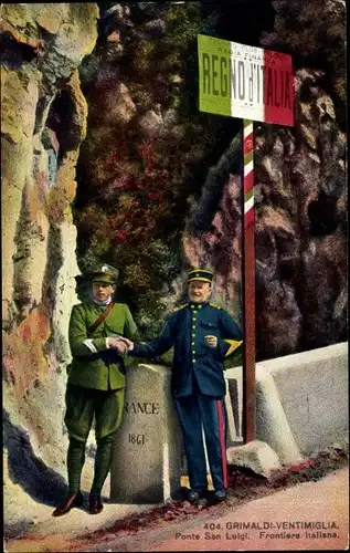 Ak Grimaldi di Ventimiglia Liguria, Wachen an der Staatsgrenze Frankreich Italien