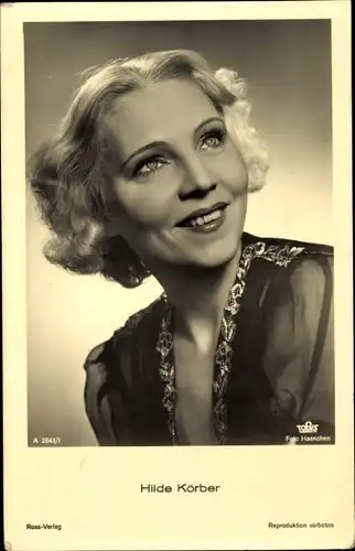 Ak Schauspielerin Hilde Körber, Portrait