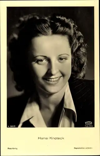 Ak Schauspielerin Hansi Knoteck, Portrait, Ross Verlag A 3327/1