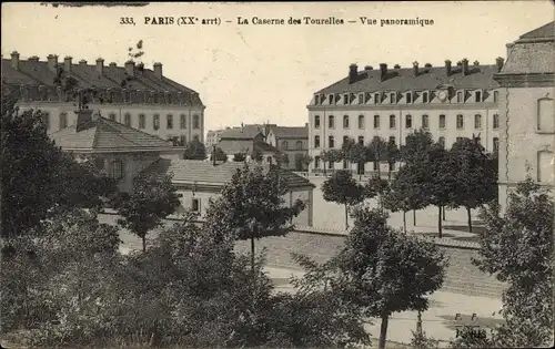 Ak Paris XX, Caserne des Tourelles, Vue panoramique
