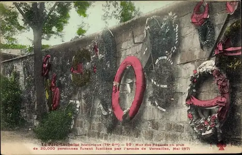 Ak Paris XX, Cimetière du Père Lachaise, le Mur des Federes
