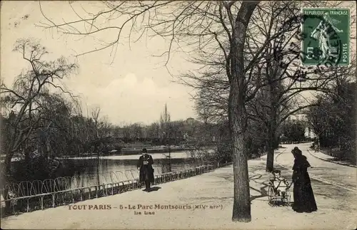 Ak Paris XIV Observatoire, le Parc Montsouris, Le Lac