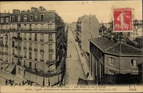 Ak Paris XIV Observatoire, Rue Didot et rue d'Alesia