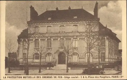 Ak Paris XIII, La Protection Mutuelle des Chemins de Fer, Place des Peupliers