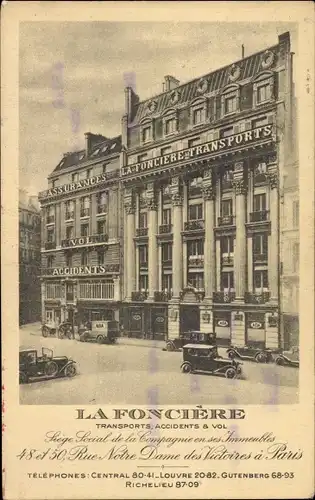 Ak Paris II, La Foncière, Assurances Transports, Accidents & Vol, Rue Notre Dame des Victoires