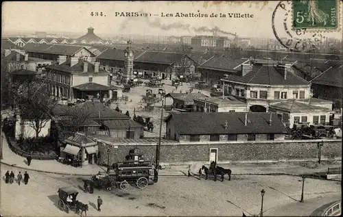 Ak Paris XIX, Les Abattoirs de la Villette