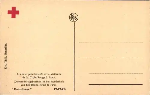 Ak Les deux premiers nés de la Maternité de la Croix Rouge à Pawa, Schwestern, Entbindungsklinik