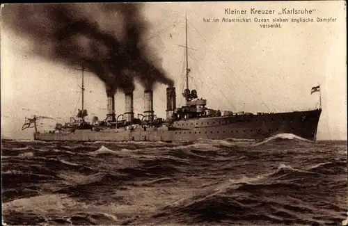Ak Deutsches Kriegsschiff, SMS Karlsruhe, Kleiner Kreuzer, Kaiserliche Marine