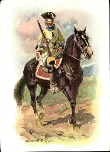 Künstler Ak Hoffmann, Anton, historische Uniformen, 2. Chevauleger Regiment Taris, Kürassier 1747