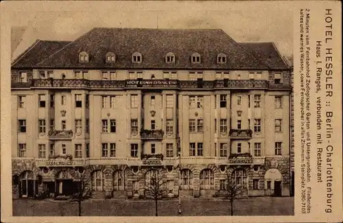 Ak Berlin Charlottenburg, Hotel-Restaurant Hessler