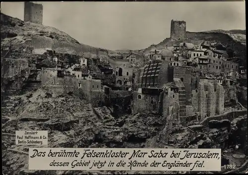 Ak Palästina, Felsenkloster Mar Saba, jetzt in den Händen der Engländer