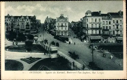 Ak Oostende Ostende Westflandern, Square du Kursaal, Boulevard Van Iseghem, Rue Longue