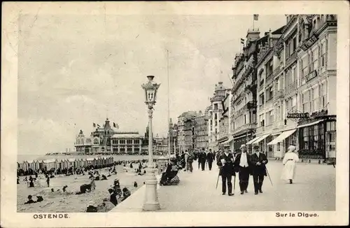 Ak Oostende Ostende Westflandern, Sur la Digue