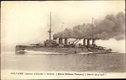 Ak Französisches Kriegsschiff Voltaire, Cuirasse d'Escadre a turbines