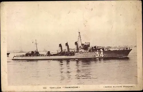 Ak Französisches Kriegsschiff, Torpilleur Tramontane